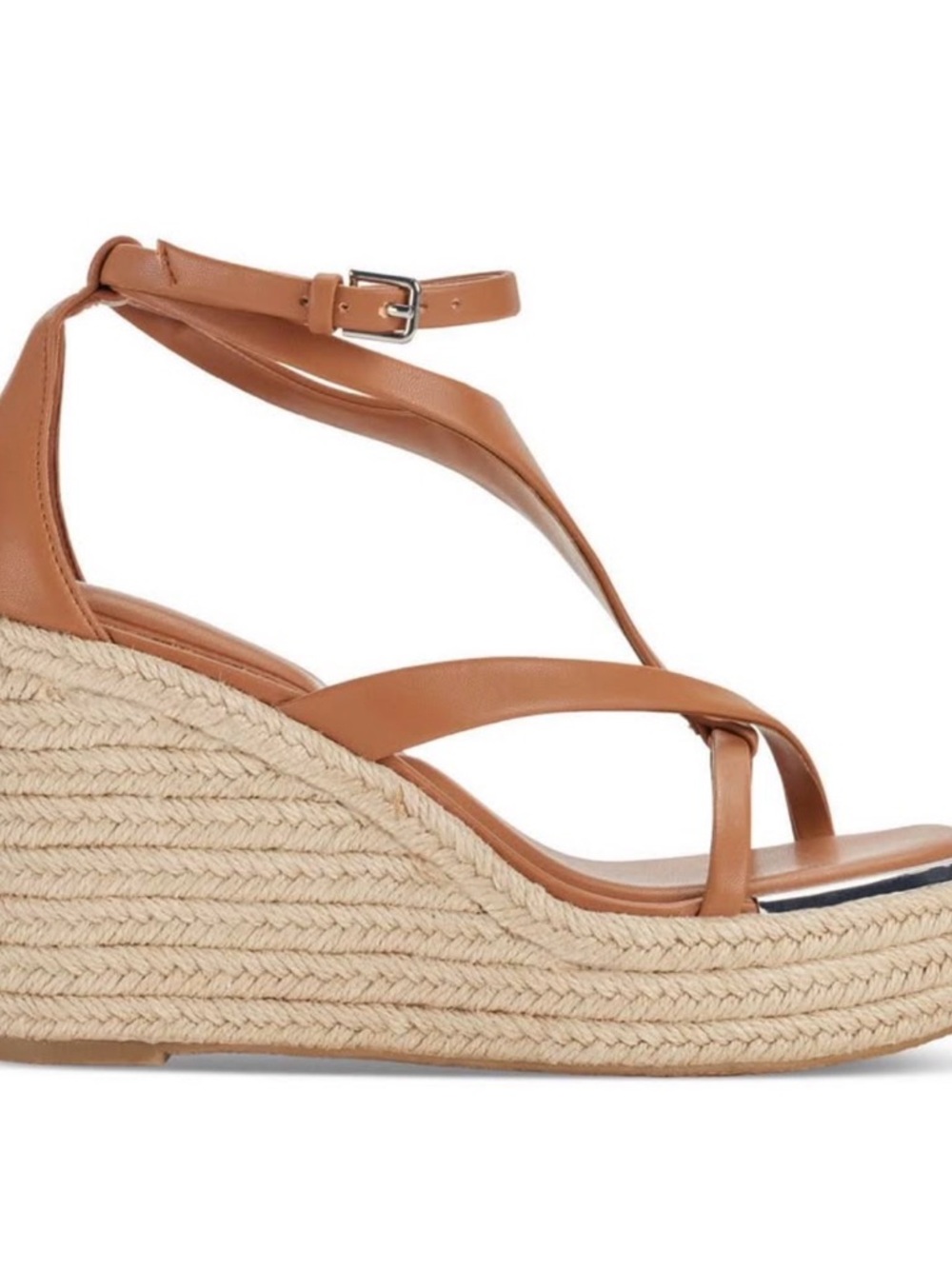 DKNYC Tan Espadrille Wedge Sandals with Ankle Strap